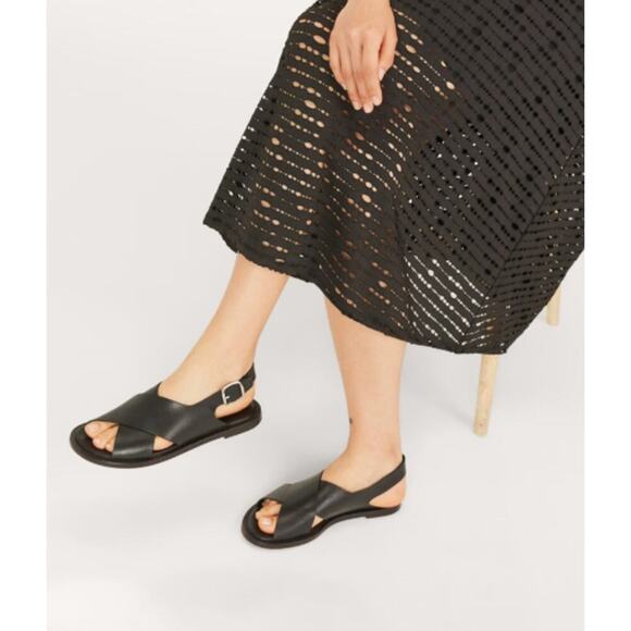 Everlane Shoes - Everlane The City Crossover Sandal Black Leather Size 5 New without Box